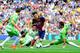 BARCELONA, SPAIN - MAY 03: Lionel Messi of FC Barcelona competes for the ball among Getafe CF players during the La Liga match between FC Barcelona and Getafe CF at Nou Camp on May 3, 2014 in Barcelona, Spain. (Photo by David Ramos/Getty Images)
