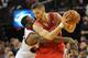 PORTLAND, OR - APRIL 27: Wesley Matthews #2 of the Portland Trail Blazers reaches in on Chandler Parsons #25 of the Houston Rockets in the fourth quarter of Game Four of the Western Conference Quarterfinals during the 2014 NBA Playoffs at the Moda Center