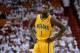 May 30, 2014; Miami, FL, USA; Indiana Pacers guard Lance Stephenson (1) reacts during the second half in game six of the Eastern Conference Finals of the 2014 NBA Playoffs against the Miami Heat at American Airlines Arena. Mandatory Credit: Steve Mitchell