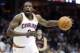 Mar 25, 2014; Cleveland, OH, USA; Cleveland Cavaliers forward Luol Deng (9) against the Toronto Raptors during the first quarter at Quicken Loans Arena. Mandatory Credit: Ron Schwane-USA TODAY Sports