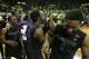 Irving (left) celebrates with his teammates after beating Baylor on a buzzer-beater hit by Rodney McGruder.