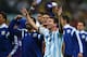SAO PAULO, BRAZIL - JULY 09: Lionel Messi of Argentina celebrates defeating the Netherlands in a shootout during the 2014 FIFA World Cup Brazil Semi Final match between the Netherlands and Argentina at Arena de Sao Paulo on July 9, 2014 in Sao Paulo, Bra