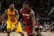 CLEVELAND, OH - MARCH 18: LeBron James #6 of the Miami Heat drives to the basket against Alonzo Gee #33 of the Cleveland Cavaliers at The Quicken Loans Arena on March 18, 2014 in Cleveland, Ohio. NOTE TO USER: User expressly acknowledges and agrees that,