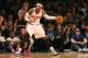 Jan 11, 2013; New York, NY, USA; New York Knicks small forward Carmelo Anthony (7) holds off Chicago Bulls small forward Luol Deng (9) during the first quarter at Madison Square Garden. Mandatory Credit: Anthony Gruppuso-USA TODAY Sports