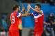 Jun 16, 2014; Natal, BRAZIL; USA midfielder Graham Zusi (19) replaces defender Alejandro Bedoya (11) against Ghana during the 2014 World Cup at Estadio das Dunas. Mandatory Credit: Mark J. Rebilas-USA TODAY Sports