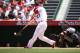 ANAHEIM, CA - JUNE 08: Mike Trout #27 of the Los Angeles Angels of Anaheim hits a single to left field in the fifth inning during the MLB game against the Chicago White Sox at Angel Stadium of Anaheim on June 8, 2014 in Anaheim, California. (Photo by Vi