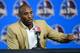 Feb 16, 2014; New Orleans, LA, USA; Los Angeles Lakers guard Kobe Bryant speaks during a press conference before the 2014 NBA All-Star Game at the Smoothie King Center. Mandatory Credit: Bob Donnan-USA TODAY Sports