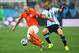 SAO PAULO, BRAZIL - JULY 09: Arjen Robben of the Netherlands is challenged by Javier Mascherano of Argentina during the 2014 FIFA World Cup Brazil Semi Final match between the Netherlands and Argentina at Arena de Sao Paulo on July 9, 2014 in Sao Paulo, B