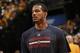 INDIANAPOLIS, IND - MAY 13: Trevor Ariza #1 of the Washington Wizards warms up before Game Five of the Eastern Conference Semi-Finals against the Indiana Pacers during the 2014 NBA Plaoffs at Bankers Life Fieldhouse on May 13, 2014 in Indianapolis, Indian