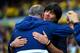 BELO HORIZONTE, BRAZIL - JULY 08: Head coaches Luiz Felipe Scolari of Brazil and Joachim Loew of Germany hug prior to the 2014 FIFA World Cup Brazil Semi Final match between Brazil and Germany at Estadio Mineirao on July 8, 2014 in Belo Horizonte, Brazil
