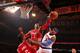 NEW YORK, NY - NOVEMBER 14: Dwight Howard #12 of the Houston Rockets blocks a shot against Carmelo Anthony #7 of the New York Knicks during a game at Madison Square Garden in New York City on November 14, 2013. NOTE TO USER: User expressly acknowledges a