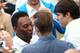 RIO DE JANEIRO, BRAZIL - JULY 13: (L-R) Former Brazilian international Pele,former England international David Beckham and former Brazilian international Kaka look on prior to the 2014 FIFA World Cup Brazil Final match between Germany and Argentina at Ma