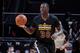 LAS VEGAS, NV - JULY 13: Julius Randle #30 of the Los Angeles Lakers drives against the New Orleans Pelicans on July 13, 2014 at Thomas & Mack in Las Vegas, Nevada. NOTE TO USER: User expressly acknowledges and agrees that, by downloading and or using th
