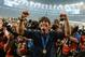 July 13, 2014; Rio de Janeiro, BRAZIL; Germany head coach Joachim Low (left) reacts after winning the championship match of the 2014 World Cup against the Argentina at Maracana Stadium. Germany won 1-0. Mandatory Credit: Tim Groothuis/Witters Sport via U