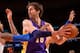 NEW YORK, NY - JANUARY 26: Pau Gasol #16 of the Los Angeles Lakers looks for a pass against the New York Knicks at Madison Square Garden on January 26, 2014 in New York, New York. NOTE TO USER: User expressly acknowledges and agrees that, by downloading a
