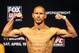 Apr 18, 2014; Orlando, FL, USA; Donald Cerrone poses on the scale during a weigh-in for his lightweight fight against Edson Barboza for UFC on FOX 11 at Amway Center. Mandatory Credit: David Manning-USA TODAY Sports