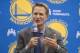 May 20, 2014; Oakland, CA, USA; Steve Kerr addresses the media in a press conference after being introduced as the new head coach for the Golden State Warriors at the Warriors Practice Facility. Mandatory Credit: Kyle Terada-USA TODAY Sports