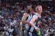 LAS VEGAS, NV - JULY 14: Brock Motum #87 of the Utah Jazz boxes out against Jabari Parker #12 of the Milwaukee Bucks on July 14, 2014 at Thomas & Mack in Las Vegas, Nevada. NOTE TO USER: User expressly acknowledges and agrees that, by downloading and or u