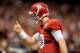 NEW ORLEANS, LA - JANUARY 02: AJ McCarron #10 of the Alabama Crimson Tide reacts against the Oklahoma Sooners during the Allstate Sugar Bowl at the Mercedes-Benz Superdome on January 2, 2014 in New Orleans, Louisiana. (Photo by Stacy Revere/Getty Images