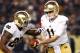 PITTSBURGH, PA - NOVEMBER 09: Tommy Rees #11 of the Notre Dame Fighting Irish hands the ball off to Tarean Folston #25 of the Notre Dame Fighting Irish against the Pittsburgh Panthers during the game on November 9, 2013 at Heinz Field in Pittsburgh, Penn