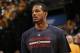 INDIANAPOLIS, IND - MAY 13: Trevor Ariza #1 of the Washington Wizards warms up before Game Five of the Eastern Conference Semi-Finals against the Indiana Pacers during the 2014 NBA Plaoffs at Bankers Life Fieldhouse on May 13, 2014 in Indianapolis, Indian