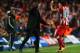 LONDON, ENGLAND - APRIL 30: Diego Costa (R) of Club Atletico de Madrid celebrates his goal with Diego Simeone, coach of Club Atletico de Madrid during the UEFA Champions League semi-final second leg match between Chelsea and Club Atletico de Madrid at St