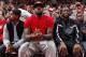 LeBron James sits courtside at an Ohio State basketball game in 2011.