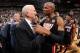 SAN ANTONIO, TX - JUNE 15: Gregg Popovich of the San Antonio Spurs and Ray Allen #34 of the Miami Heat embrace after the San Antonio Spurs' victory in Game Five and winning the 2014 NBA Finals between the Miami Heat and San Antonio Spurs at AT&T Center on