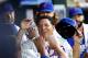 NEW YORK, NY - JULY 05: Bartolo Colon #40 of the New York Mets is congratulated by teammates after scoring on an RBI single by Bobby Abreu #53 in the third inning against the Texas Rangers on July 5, 2014 at Citi Field in the Flushing neighborhood of the