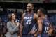 SACRAMENTO, CA - JANUARY 4: Al Jefferson #25 and Kemba Walker #15 of the Charlotte Bobcats are interviewed after defeating the Sacramento Kings on January 4, 2014 at Sleep Train Arena in Sacramento, California. NOTE TO USER: User expressly acknowledges an