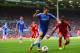 LIVERPOOL, ENGLAND - APRIL 27: Cesar Azpilicueta of Chelsea is tracked by Raheem Sterling of Liverpool during the Barclays Premier League match between Liverpool and Chelsea at Anfield on April 27, 2014 in Liverpool, England. (Photo by Clive Brunskill/G