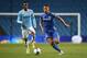 MANCHESTER, ENGLAND - MAY 01: Lewis Baker of Chelsea controls the ball from Devante Cole of Manchester City during the Barclays U21 Premier League match between Manchester City U21 and Chelsea U21 at Etihad Stadium on May 1, 2014 in Manchester, England.