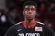 PORTLAND, OR - APRIL 12: Emmanuel Mudiay #5 of the World Team stands on the court during the game against Team USA on April 12, 2014 at the Moda Center Arena in Portland, Oregon. NOTE TO USER: User expressly acknowledges and agrees that, by downloading a