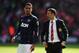 SOUTHAMPTON, ENGLAND - MAY 11: Manchester United interim manager Ryan Giggs and player Chris Smalling react at the end of the Barclays Premier League match between Southampton and Manchester United at St Mary's Stadium on May 11, 2014 in Southampton, Eng