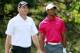 LAKE FOREST, IL - SEPTEMBER 14: Tiger Woods (R) watches his shot from the 15th tee as Sergio Garcia of Spain looks on during the Third Round of the BMW Championship at Conway Farms Golf Club on September 14, 2013 in Lake Forest, Illinois. (Photo by Sam G
