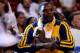 MIAMI, FL - MAY 30: Lance Stephenson #1 of the Indiana Pacers looks on from the bench against the Miami Heat during Game Six of the Eastern Conference Finals of the 2014 NBA Playoffs at American Airlines Arena on May 30, 2014 in Miami, Florida. NOTE TO U