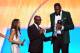 LOS ANGELES, CA - JULY 16: NBA player Kevin Durant (R) accepts the Best Male Athlete Award onstage with NASCAR driver Danica Patrick and actor Taye Diggs during the 2014 ESPYS at Nokia Theatre L.A. Live on July 16, 2014 in Los Angeles, California. (Phot
