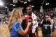 LAS VEGAS, NV - JULY 14: Andrew Wiggins #21 of the Cleveland Cavaliers speaks with the media during the Samsung NBA Summer League 2014 at the Cox Pavilion on July 14, 2014 in Las Vegas, Nevada. NOTE TO USER: User expressly acknowledges and agrees that,