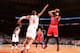 NEW YORK, NY - APRIL 13: Carlos Boozer #5 of the Chicago Bulls shoots against the New York Knicks during a game at Madison Square Garden in New York City on April 13, 2014. NOTE TO USER: User expressly acknowledges and agrees that, by downloading and or