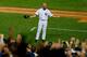 NEW YORK, NY - SEPTEMBER 26: Mariano Rivera #42 of the New York Yankees waves to the crowd after leaving the game against the Tampa Bay Rays in the ninth inning at Yankee Stadium on September 26, 2013 in the Bronx borough of New York City. (Photo by Mik