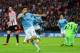 LONDON, ENGLAND - MARCH 02: Jesus Navas of Manchester City celebrates after scoring his team's third goal during the Capital One Cup Final between Manchester City and Sunderland at Wembley Stadium on March 2, 2014 in London, England. (Photo by Jamie McD