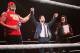 Hulk Hogan and Jimmy Hart welcome Kenta (middle) to WWE.
