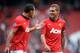 MANCHESTER, ENGLAND - SEPTEMBER 14: Rio Ferdinand and Nemanja Vidic of Manchester United in discussion after the Barclays Premier League match between Manchester United and Crystal Palace at Old Trafford on September 14, 2013 in Manchester, England. (Ph