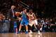 NEW YORK, NY - FEBRUARY 24: Jose Calderon #8 of the Dallas Mavericks handles the ball against Raymond Felton #2 of the New York Knicks on February 24, 2014 at Madison Square Garden in New York City. NOTE TO USER: User expressly acknowledges and agrees tha