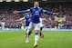 LIVERPOOL, ENGLAND - MAY 03: Ross Barkley of Everton celebrates scoring the opening goal during the Barclays Premier League match between Everton and Manchester City at Goodison Park on May 3, 2014 in Liverpool, England. (Photo by Clive Brunskill/Getty