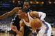 May 31, 2014; Oklahoma City, OK, USA; Oklahoma City Thunder guard Russell Westbrook (0) drives to the basket against the San Antonio Spurs during the first quarter in game six of the Western Conference Finals of the 2014 NBA Playoffs at Chesapeake Energy