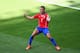 BELO HORIZONTE, BRAZIL - JUNE 28: Alexis Sanchez of Chile celebrates scoring his team's first goal during the 2014 FIFA World Cup Brazil round of 16 match between Brazil and Chile at Estadio Mineirao on June 28, 2014 in Belo Horizonte, Brazil. (Photo by