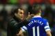SWANSEA, WALES - DECEMBER 22: Roberto Martinez the Everton manager speaks with Kevin Mirallas of Everton during the Barclays Premier League match between Swansea City and Everton at the Liberty Stadium on December 22, 2013 in Swansea, Wales. (Photo by R
