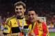 KIEV, UKRAINE - JULY 01: Iker Casillas (L) and Xavi Hernandez of Spain celebrate with the trophy after the UEFA EURO 2012 final match between Spain and Italy at the Olympic Stadium on July 1, 2012 in Kiev, Ukraine. (Photo by Shaun Botterill/Getty Images)