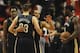 Dec 2, 2013; Chicago, IL, USA; New Orleans Pelicans power forward Anthony Davis (23), shooting guard Eric Gordon (10) point guard Tyreke Evans (1) and small forward Al-Farouq Aminu (0) react at the end of the third overtime of their game against the Chic